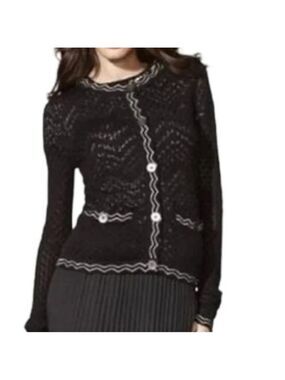 MISSONI for Target button front cardigan sweater loose knit black cream medium
